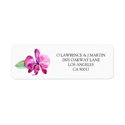Watercolor Purple Orchid Floral Wedding Label
