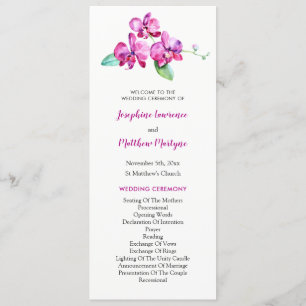 Watercolor Purple Orchid Floral Wedding Program