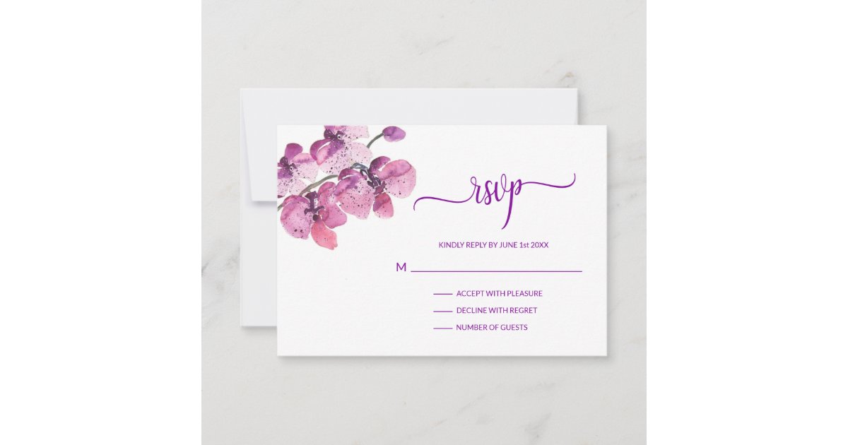 Watercolor Purple Orchid Rsvp Wedding Insert Zazzle Com