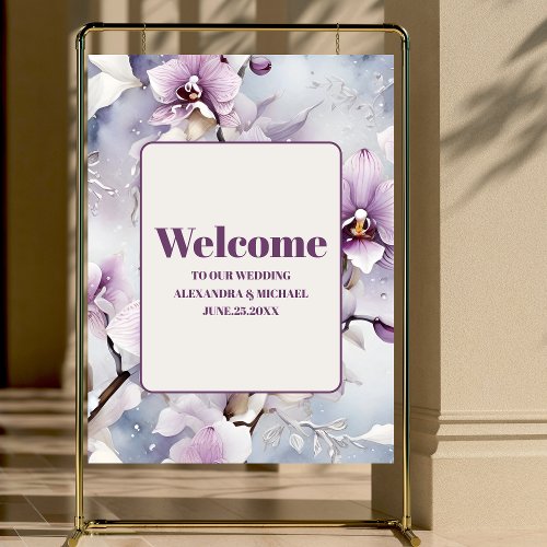 Watercolor Purple Orchid Wedding Foam Board