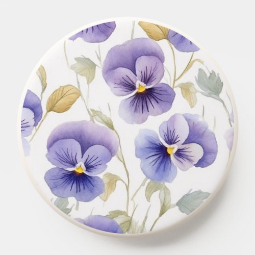 Watercolor Purple Pansy Pansies Pattern  PopSocket