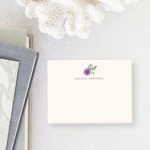 Watercolor Purple Pansy Personalized Ivory Post_it Notes