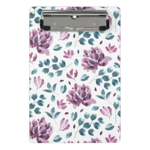 Watercolor Purple Peony Floral Planner Mini Clipboard