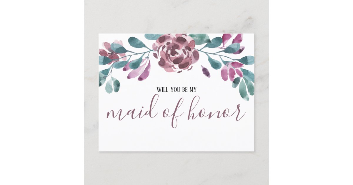 Watercolor Purple Peony Maid of Honor Invitation | Zazzle