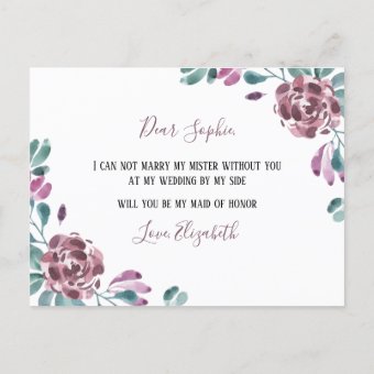 Watercolor Purple Peony Maid of Honor Invitation | Zazzle