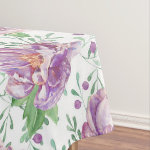 watercolor purple peony tablecloth
