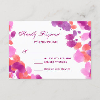Watercolor Purple Pink Coral Wedding RSVP Cards