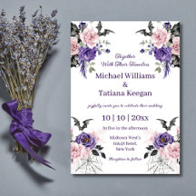 watercolor purple pink floral halloween wedding