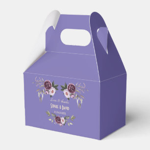 Watercolor Purple Pink Floral Wedding Favor Boxes