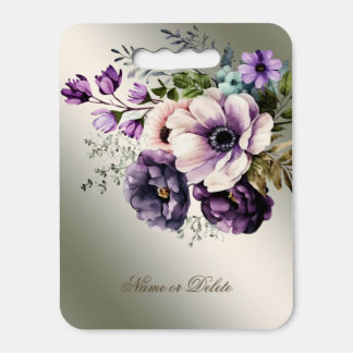 Watercolor Purple Pink Flowers Golden Elegant Seat Cushion
