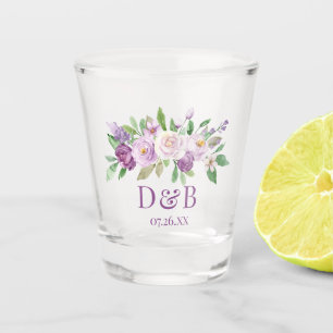 Watercolor Purple Pink Lavender Roses Shot Glass
