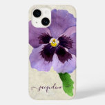Watercolor Purple Pretty Pansy Floral Personalized Case-mate Iphone 14 Case at Zazzle