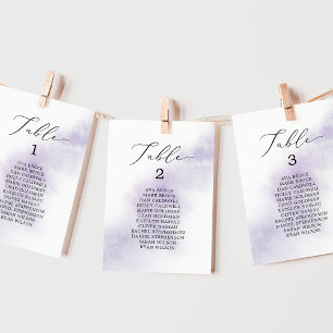 Watercolor Purple Printable Seating Chart Cards