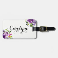 Watercolor Purple Roses Botanical Personalized