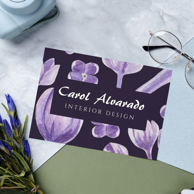 Watercolor Purple Rustic Lilac Business Card (Creator Uploaded)