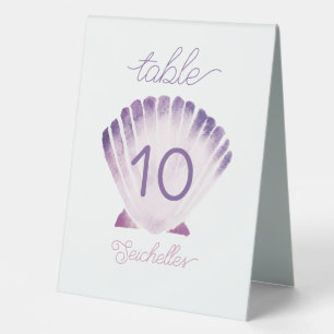 Watercolor Purple Shell Under the Sea Table Tent