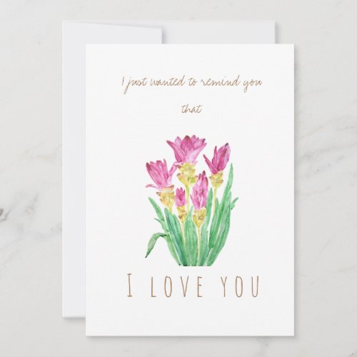 watercolor purple siam tulip flower greeting card