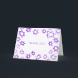 Watercolor Purple Star of David Bar Bat Mitzvah  Thank You Card<br><div class="desc">Perfect fun THANK YOU card to send after a bat mitzvah, bar mitzvah or other Jewish celebration! Hand made watercolor art for you on the front and blank inside! FULLY CUSTOMIZABLE! Click on “Personalize” above to edit the text. Click "edit using design tool" to adjust the fonts, colors and placements....</div>