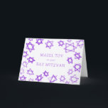 Watercolor Purple Stars MAZEL TOV Bar Bat Mitzvah  Card<br><div class="desc">Perfect fun MAZEL TOV card to send for a bat mitzvah, bar mitzvah or other Jewish celebration! Hand made watercolor art for you on the front and blank inside! FULLY CUSTOMIZABLE! Click on “Personalize” above to edit the text. Click "edit using design tool" to adjust the fonts, colors and placements....</div>