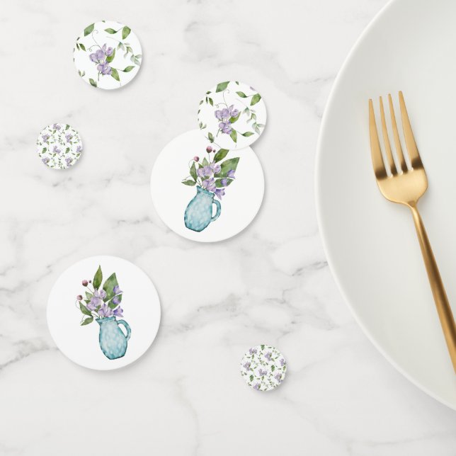 Watercolor Purple Sweet Pea Flowers Confetti (Group)