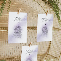 Watercolor Purple Table Number Seating Chart Cards