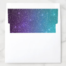 Watercolor Purple &amp; Teal Galaxy Stars Falling Snow Envelope Liner