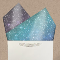 Watercolor Purple &amp; Teal Galaxy Stars Falling Snow Tissue Paper