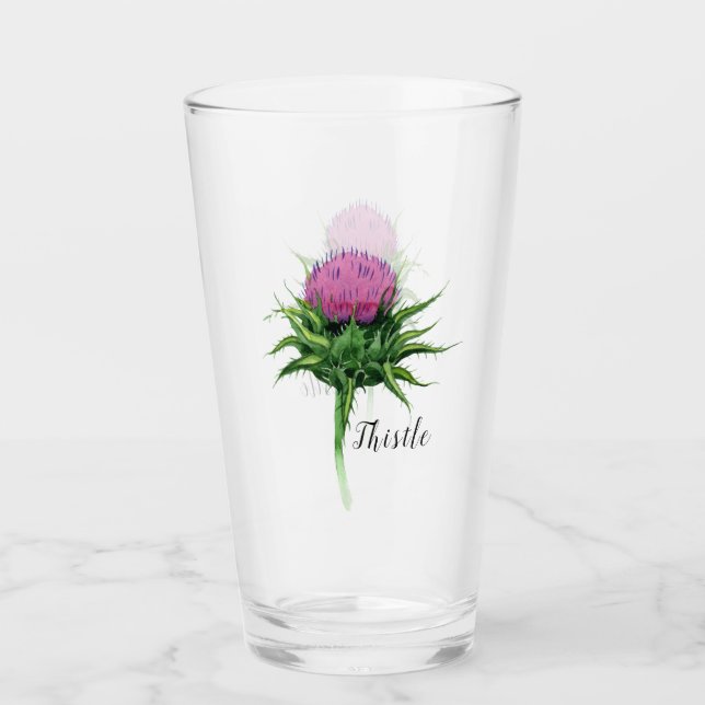 Watercolor Purple Thistle Glass (Front)