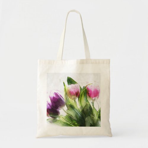 Watercolor Purple Tulips Tote Bag