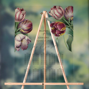 Watercolor Purple Tulips Wedding Seating Chart