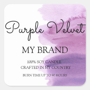 Watercolor Purple Violet Candle Product Label