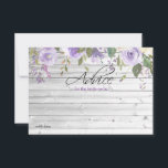 Watercolor Purple Violet Floral Bridal Shower Advi Advice Card<br><div class="desc">Simply elegant floral rustic bouquet design in watercolor (watercolour) green greenery,  lavender,  purple,  violet,  lilac,  blush pink,  peach,  white flower roses / peony on white background and black letters. Delicate wedding bridal shower ,  ADVICE CARDS for that spring or summer theme. See matching collections for more items!</div>