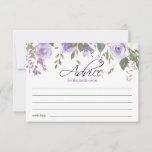 Watercolor Purple Violet Floral Bridal Shower Advice Card<br><div class="desc">Simply elegant floral rustic bouquet design in watercolor (watercolour) green greenery,  lavender,  purple,  violet,  lilac,  blush pink,  peach,  white flower roses / peony on white background and black letters. Delicate wedding bridal shower ,  ADVICE CARDS for that spring or summer theme. See matching collections for more items!</div>