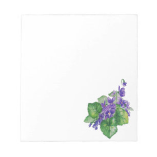 WATERCOLOR Purple Violet Flower Custom Name Notepad