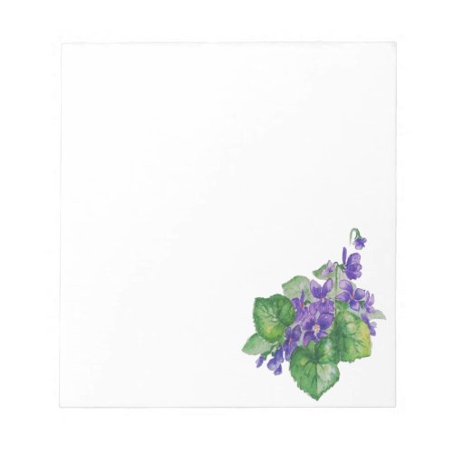 WATERCOLOR Purple Violet Flower Custom Name Notepad