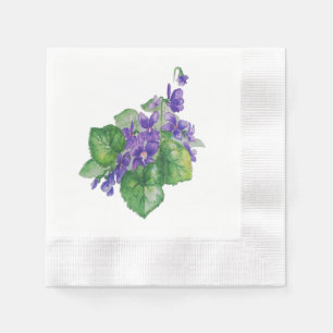 Watercolor Purple Violet Flower Floral Art Napkins