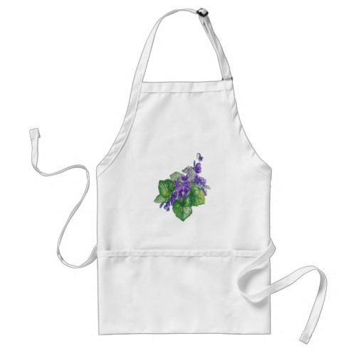 Watercolor Purple Violet Flower painting  Floral Adult Apron