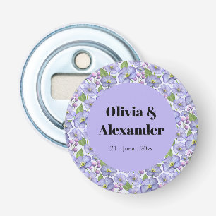 Watercolor Purple Violets & Floral Pattern Bottle Opener