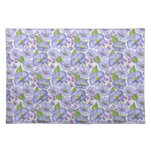Watercolor Purple Violets & Floral Pattern Cloth Placemat