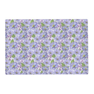 Watercolor Purple Violets & Floral Pattern Placemat