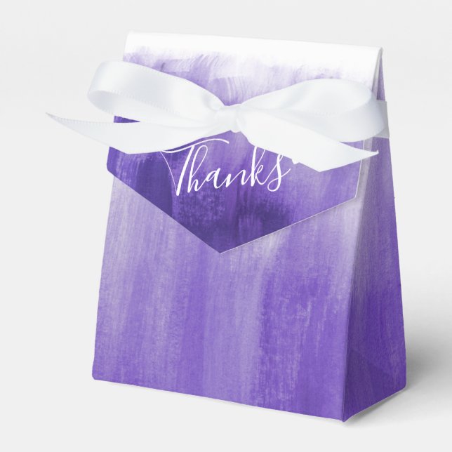 Watercolor purple wash wedding thank yous favor boxes (Front Side)