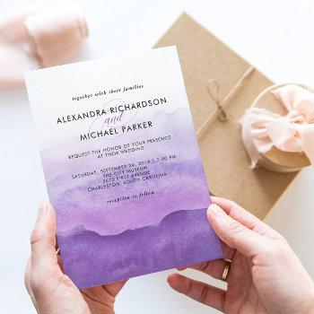 Watercolor Purple Waves | Wedding Invitation by Customize_My_Wedding at Zazzle