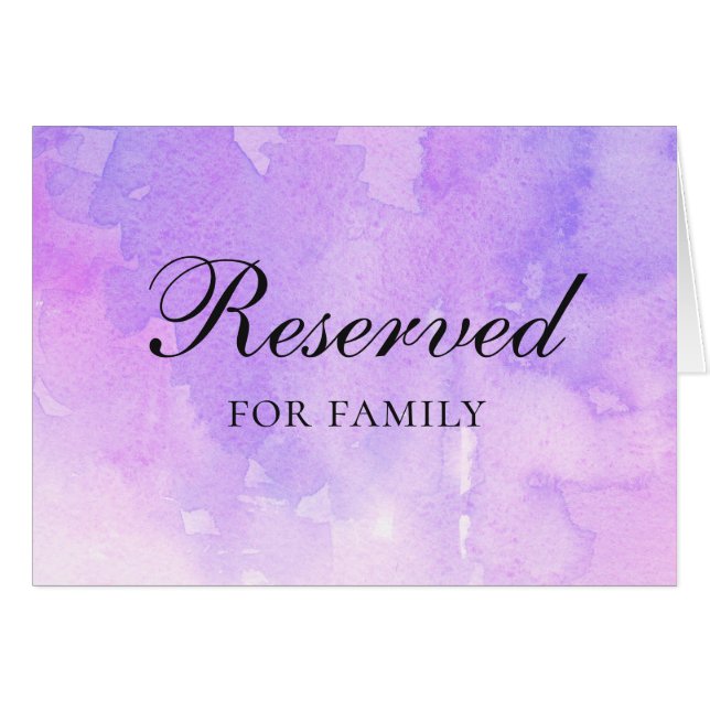 Watercolor purple wedding. Lilac reserved sign (Front Horizontal)