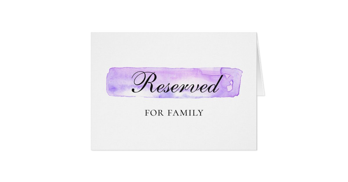 Watercolor purple wedding. Simple reserved sign | Zazzle