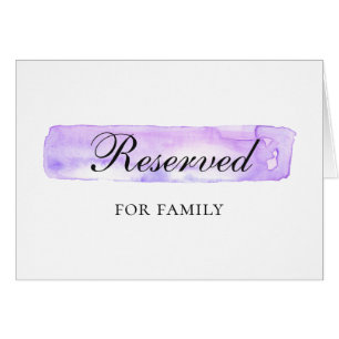 Watercolor purple wedding. Simple reserved sign Cards