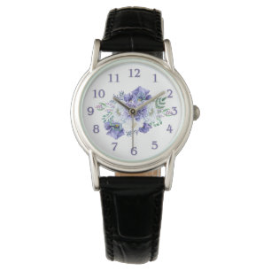 Watercolor Purple White Anemones Peonies Watch
