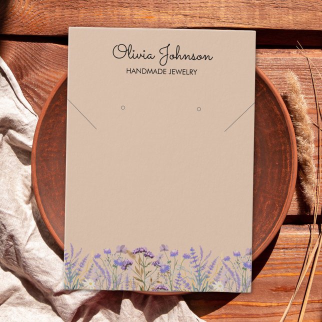 Watercolor Purple Wildflower Jewelry Display Card (Close up 1)