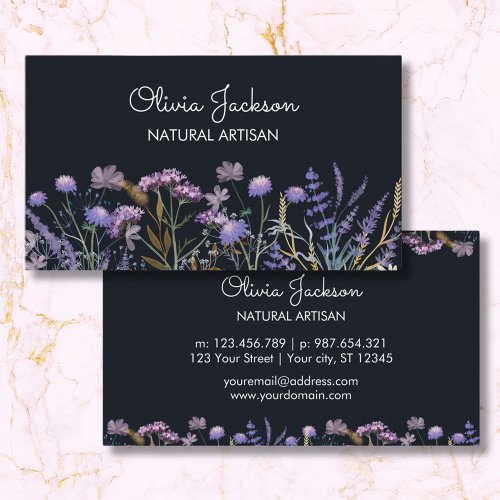 Watercolor Purple Wildflower Meadow Business Card