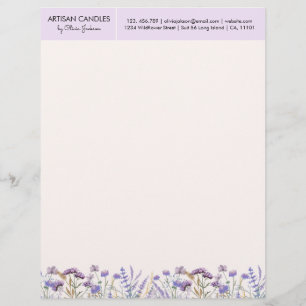Watercolor Purple Wildflower Meadow with Address Letterhead