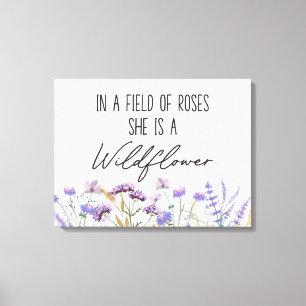 Watercolor Purple Wildflower Quote Horizontal Canvas Print